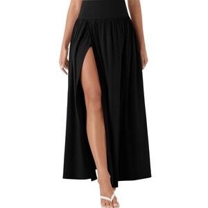 Halara Black Maxi Skirt High Waist Breezeful Full Length Slit under briefs large